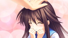 Anime faces blush long hair closed eyes brunettes school 