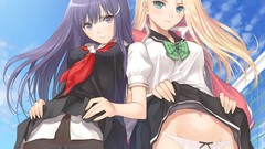 Anime fault blondes long hair anime girls green eyes school 