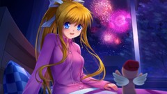 Anime fireworks blondes anime girls blue eyes