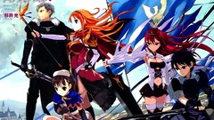 Anime Flags Swords long hair redheads