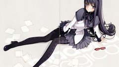 Anime gap long hair pantyhose mahou shoujo madoka magica akemi 