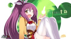 Anime Garden long hair anime girls wink seifuku purple hair 