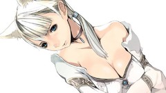 Anime girls animal ears Simple Background soft shading