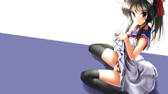 Anime girls animal ears underwear panties thigh highs