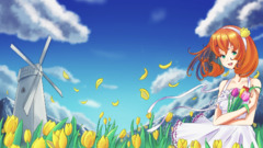 anime girls Anime clouds Women outdoors women outdoors Flowers