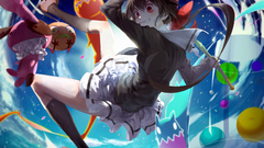 anime girls Anime red eyes fantasy girl fantasy art brunette