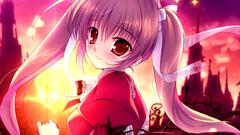 anime girls Anime red eyes purple hair long hair face sunlight