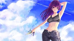 Anime girls bakemonogatari purple hair