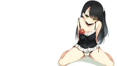 Anime girls black hair panties spread legs