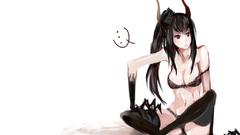 Anime girls black rock shooter boobs Simple Background Black 