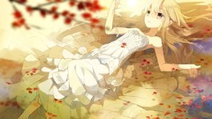 Anime girls blondes floating