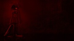 anime girls blood artwork red red eyes standing red background