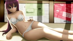 Anime girls blue eyes bakemonogatari senjougahara hitagi bra 