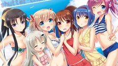 Anime girls blue eyes bikini panties bikini top