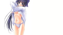 Anime girls blue eyes black hair panties