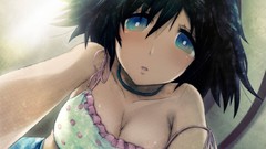 Anime girls blue eyes black hair steins gate shiina mayuri boobs