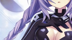 Anime girls blue eyes braids purple hair video games bodysuits 