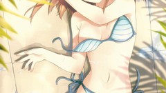 Anime girls blue eyes brunettes cleavage bikini scans swimsuits 