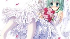 Anime girls blue eyes green hair touhou nagi kagiyama hina 