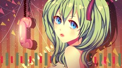 Anime girls blue eyes hatsune miku vocaloid green hair twintails