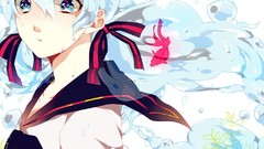 Anime girls blue eyes hatsune miku vocaloid twintails bottle 