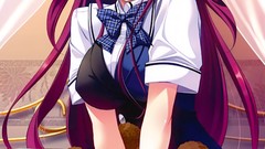 Anime girls blue eyes school uniforms teddy bears redheads 