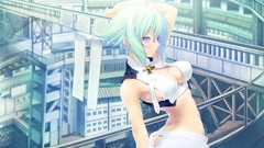 Anime girls blue eyes short hair aquarion evol green hair 