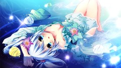 Anime girls blue eyes touhou ecchi kawashiro nitori cleavage 