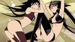 Anime girls boots bra sekirei black hair panties