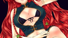Anime girls bra touhou hong meiling redheads cleavage video 