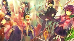 Anime girls braids senjougahara hitagi hanekawa tsubasa araragi 