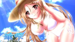 Anime girls brown eyes bikini