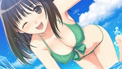 Anime girls brown eyes wink tony taka cleavage bikini
