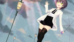 Anime girls brunettes green