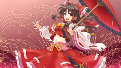 Anime girls brunettes hakurei reimu touhou video games
