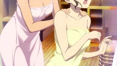 Anime girls brunettes towels bare shoulders hanasaku iroha 