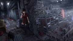 anime girls cityscape Aircraft