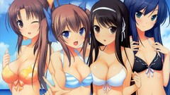Anime girls cleavage bikini