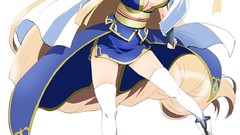 Anime girls cleavage Simple Background thigh highs