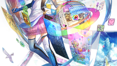 anime girls colorful Anime blue hair long hair blue eyes numbers