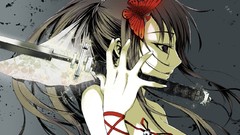 Anime girls faces Swords