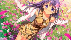 anime girls Flowers flower in hair purple eyes Plants kantoku