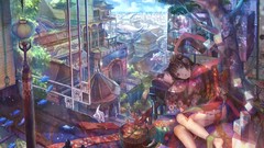 Anime girls fuji choko soft shading towns