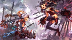 Anime girls fujiwara no mokou hakurei reimu touhou video games