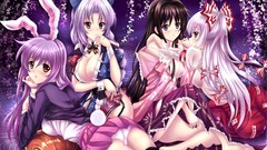 Anime girls fujiwara no mokou touhou reisen udongein inaba 