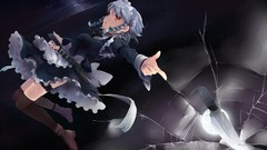 Anime girls gray hair touhou izayoi sakuya video games thigh 