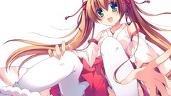 Anime girls green eyes brunettes miko underwear panties 