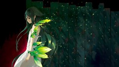 Anime girls green eyes green hair saya no uta saya visual novels