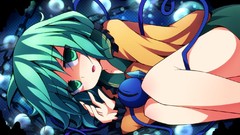 Anime girls green eyes green hair touhou open mouth komeiji 