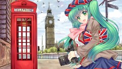 Anime girls green eyes hatsune miku vocaloid green hair 